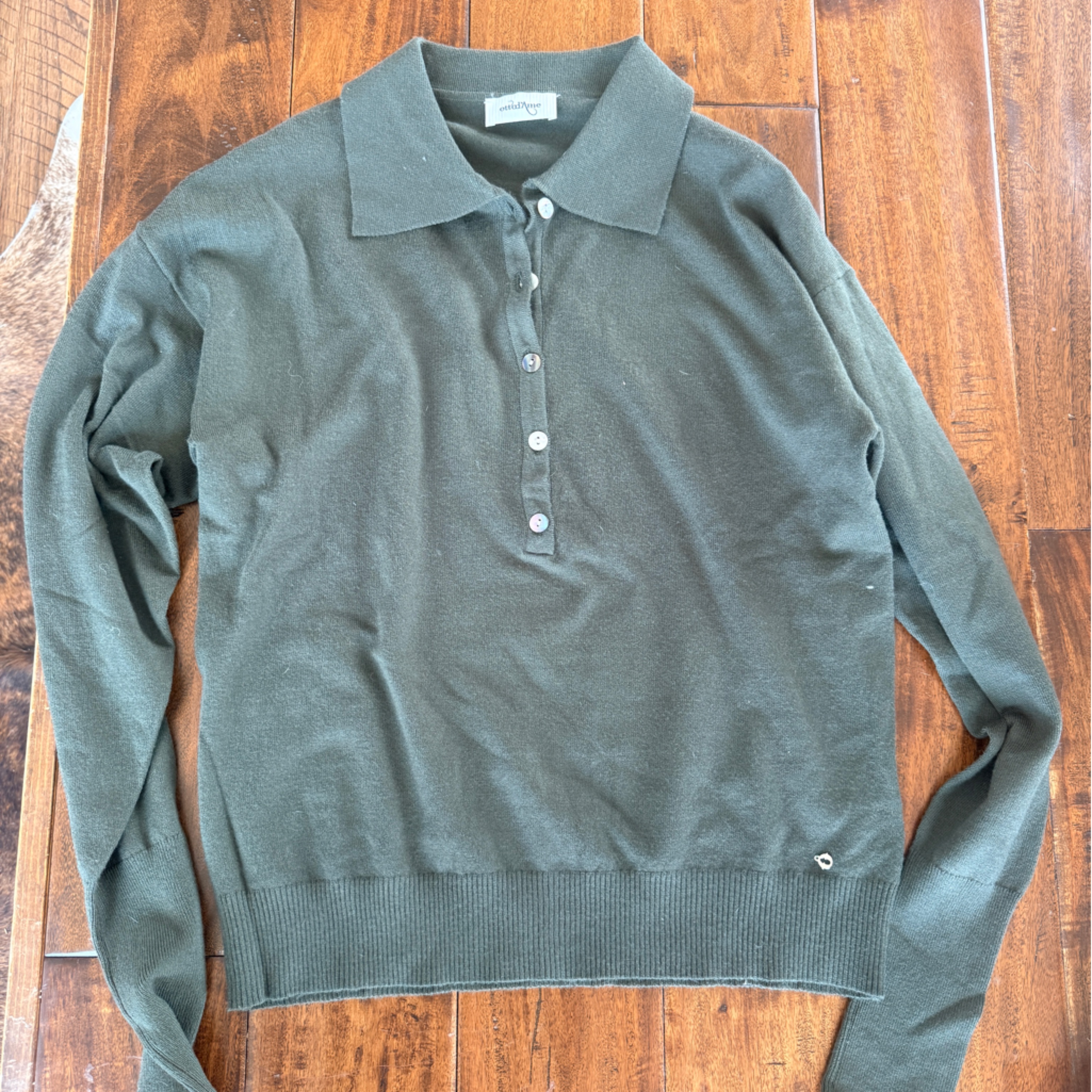 Ottod'ame Knitted Polo Long Sleeve Sweater - Selva